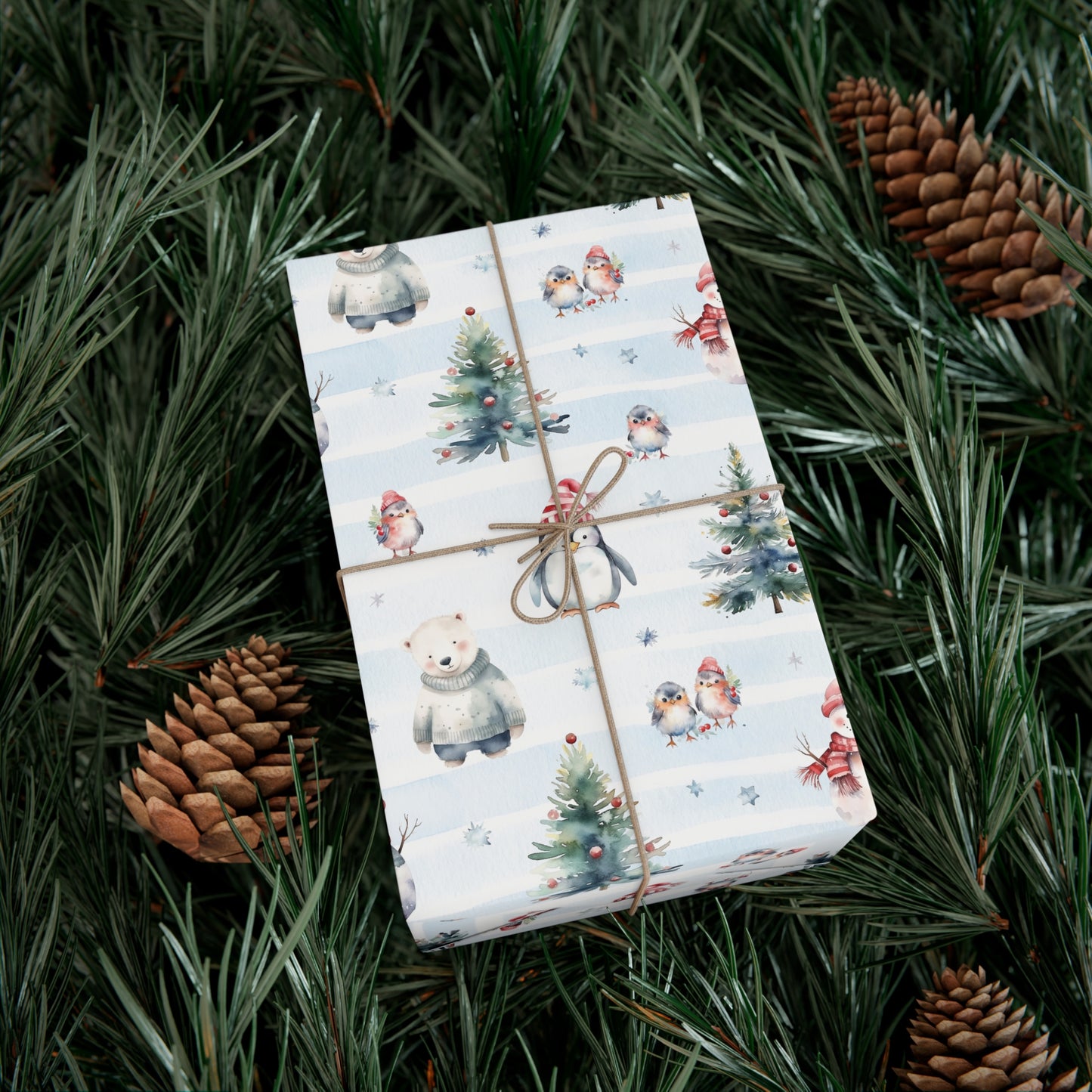 Adorable Christmas Gift Wrap, Merry Christmas Wrapping Paper, Rustic Christmas, Woodland Christmas, Woodland Animals, Snowman, Winter Fox