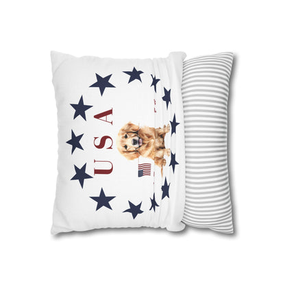 Double Sided Patriotic Golden Retriever Dog with 2 Different Summer Graphics