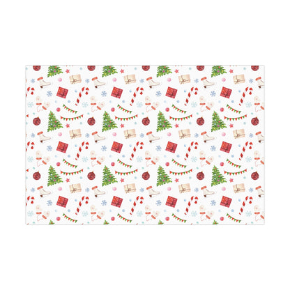 Mittens & Ice Skates Christmas Wrapping Paper, Woodland Christmas Wrapping Paper, Holiday Gift Wrap