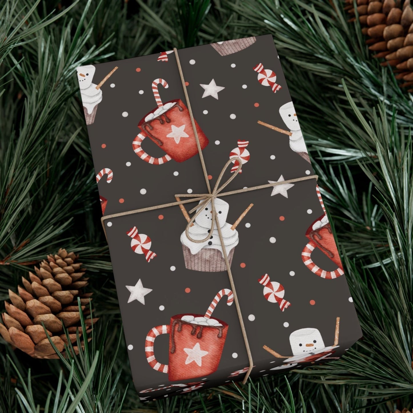 Peppermint Hot Cocoa Christmas Wrapping Paper