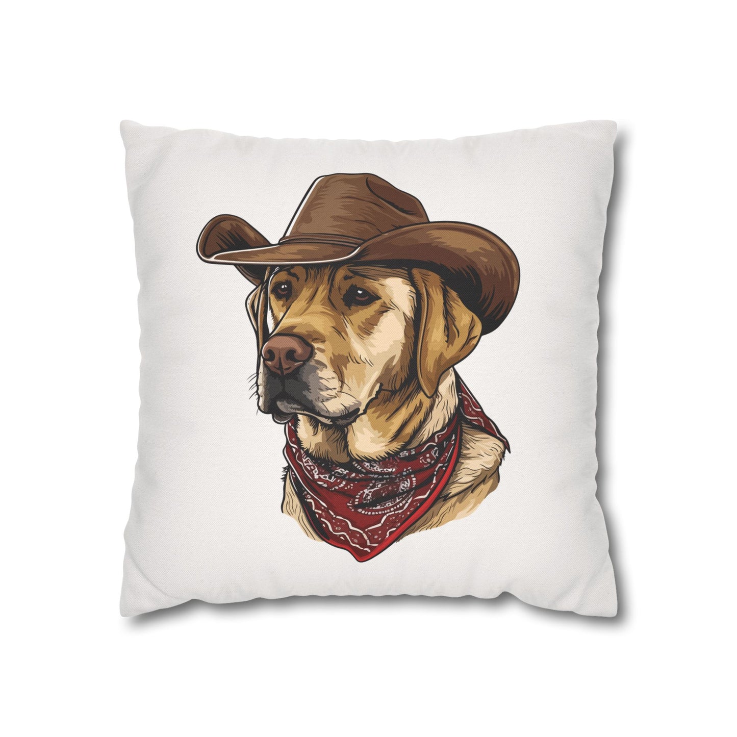 Yellow Labrador Retriever, Western Cowboy, Double Sided Pillow Cover