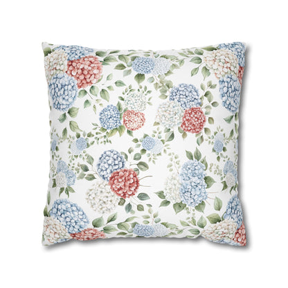Watercolor Patriotic Hydrangea Pillow Cover, 4th of July Pillow Cover, Farmhouse Summer Decor