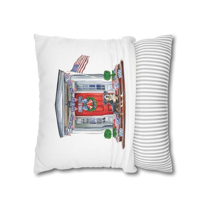 Summer Swissy in the USA, Greater Swiss Mountain Dog Pillow Cover, Hand Drawn, Double-Sided Graphics, Swissy, GSMD