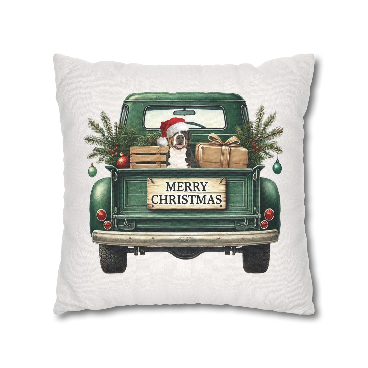 Christmas Truck Swissy Pillow Cover, Double Sided Print