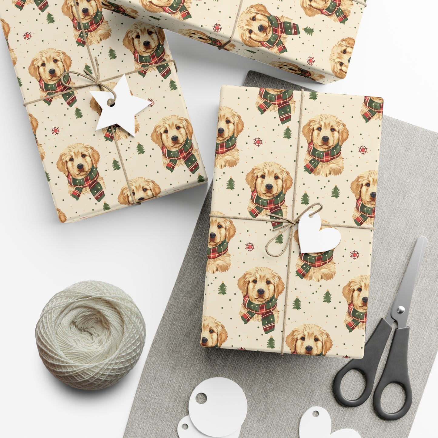 Golden Retriever Puppy Christmas Wrapping Paper