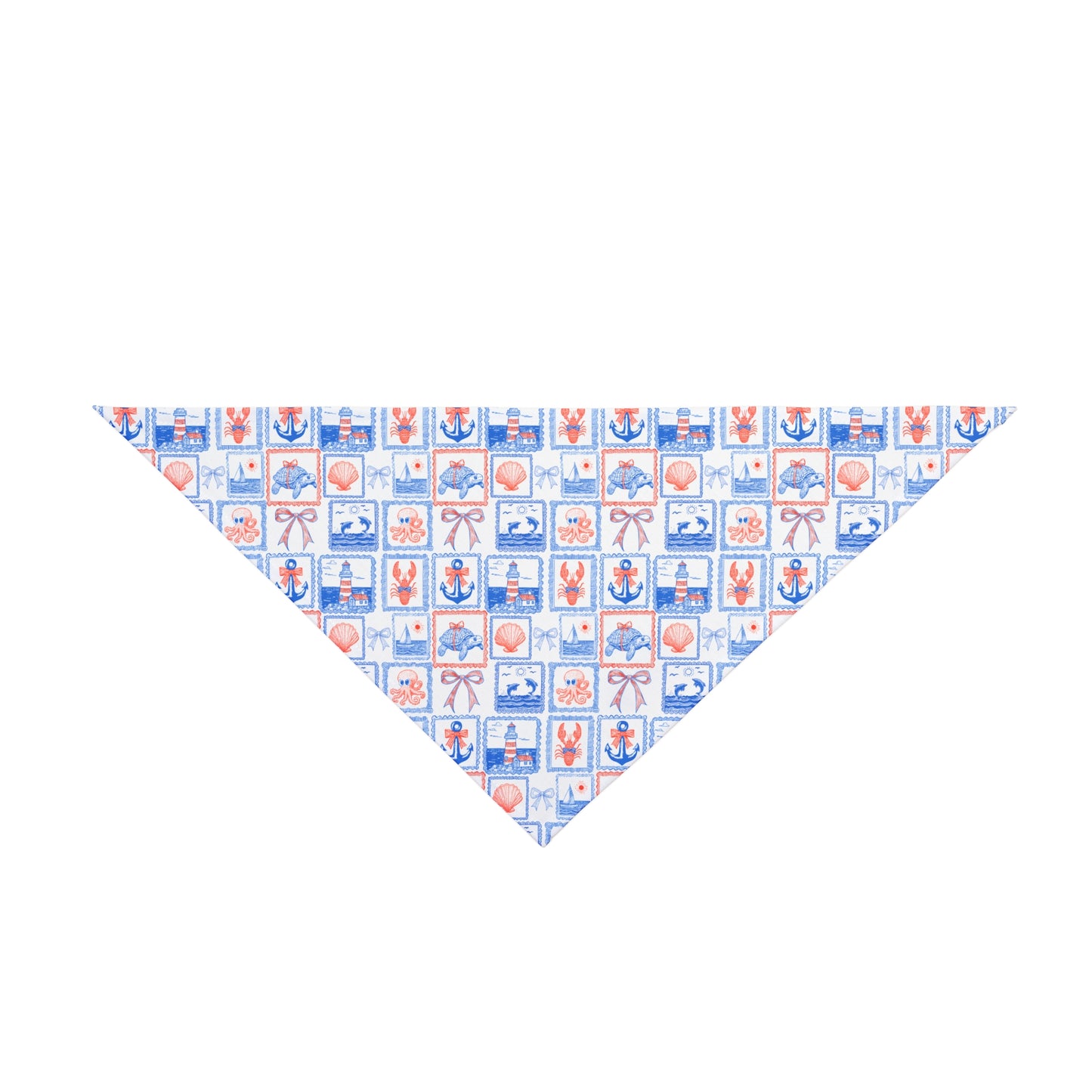 Hand Sketched Summer Line Art Dog Bandana, Summer Dog Apparel, Summer Dog, Nautical Beach Dog Bandana