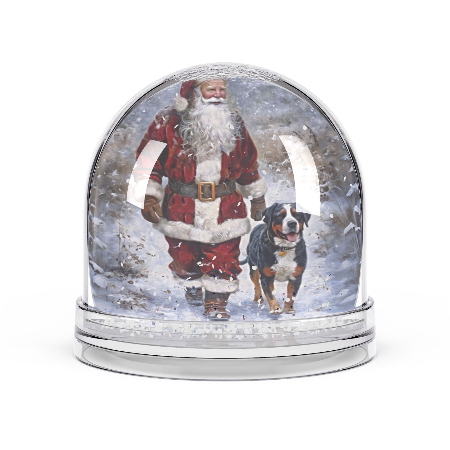 Swissy & Santa Winter Walk Snow Globe - Novelty, 3.5""