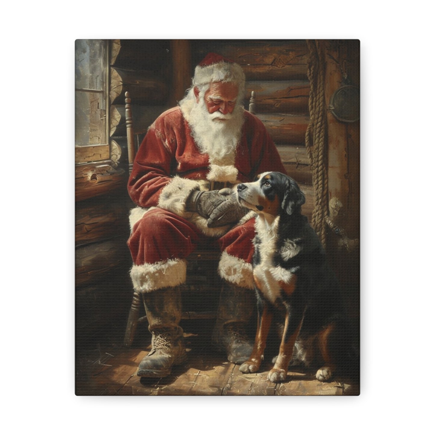 (No Frame) Santa & Swissy Gallery Wrapped Canvas