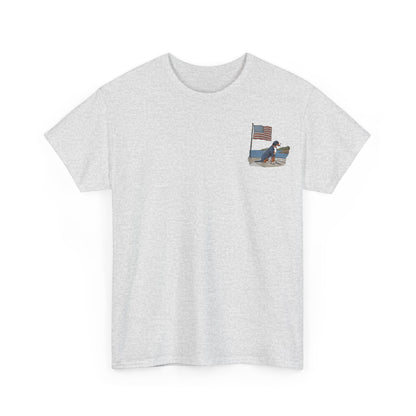 Double Sided Version w/ text "Summer Swissy" Version of our 2025 New Summer Swissy Unisex Tshirt, Greater Swiss Mountain Dog Patriotic Flag Shirt, Cartoon Swissy Character