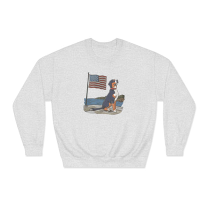 2025 New Summer Swissy Unisex Crewneck Sweatshirt, Greater Swiss Mountain Dog Patriotic Flag Shirt, Cartoon Swissy Character
