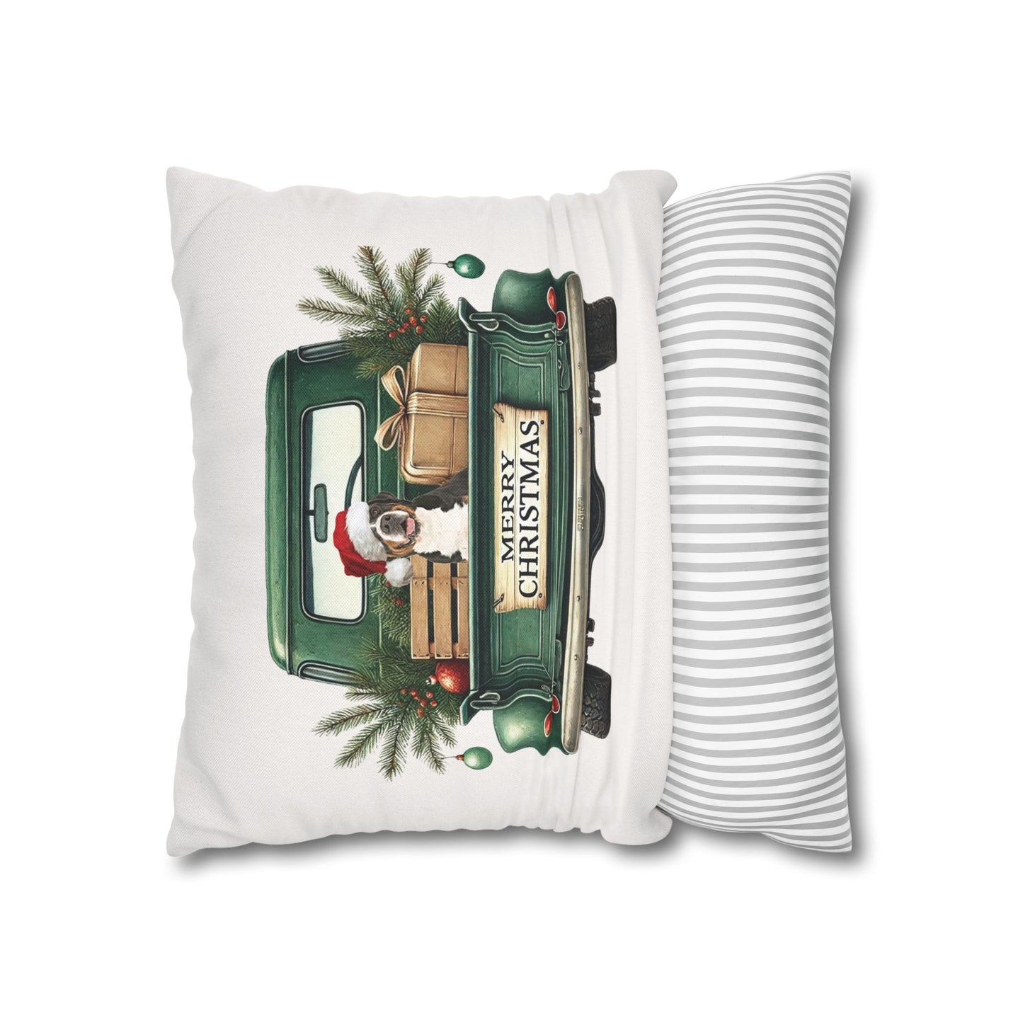 Christmas Truck Swissy Pillow Cover, Double Sided Print