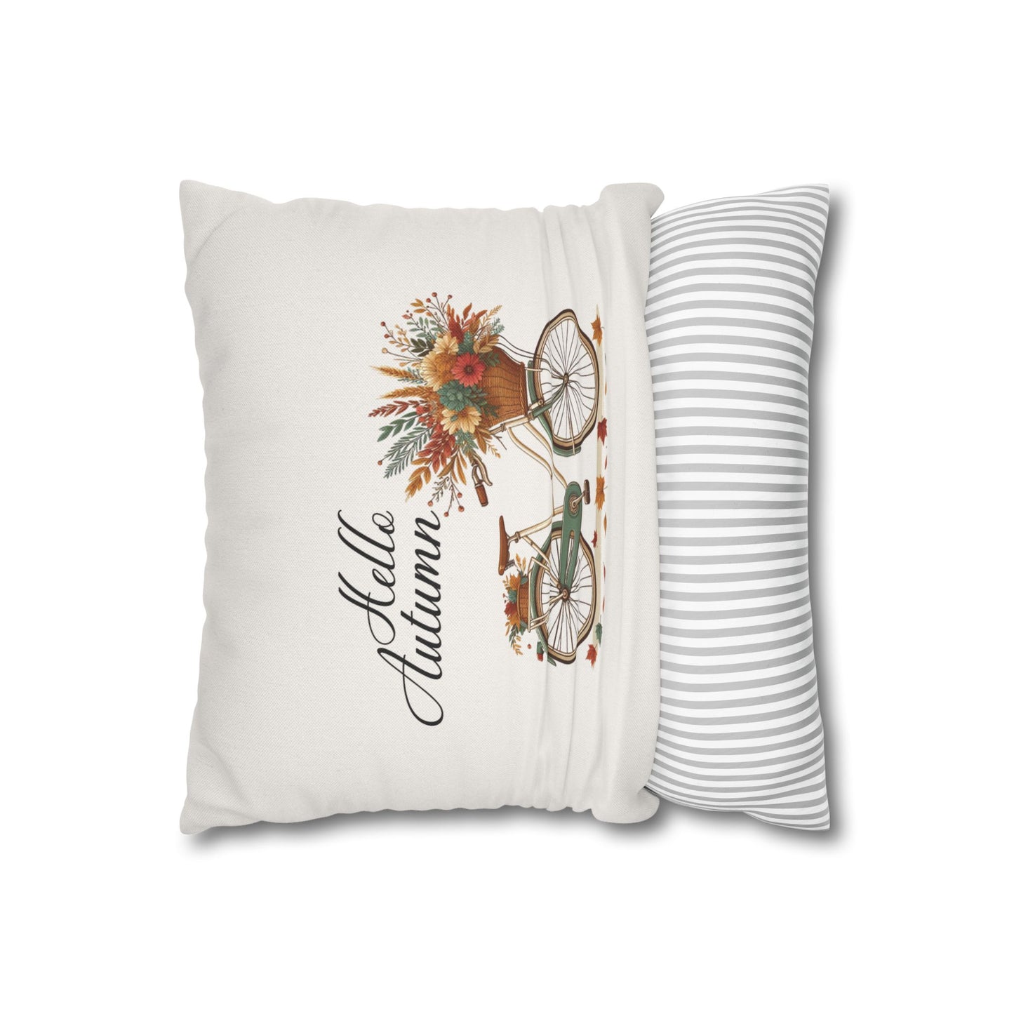 Fall Bicycle Flowers Pillow Cover