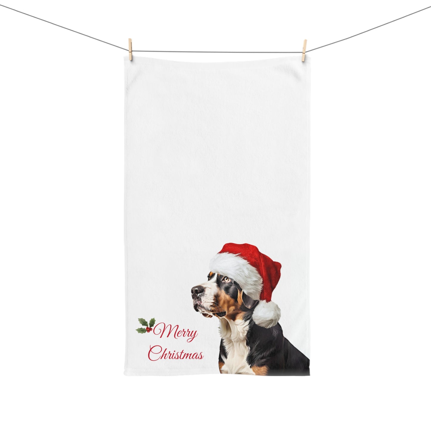 Greater Swiss Mountain Dog Christmas Hand Towel, Kitchen or Bath