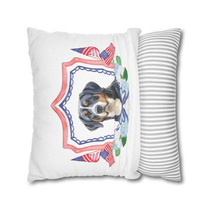 Summer Swissy in the USA, Greater Swiss Mountain Dog Pillow Cover, Hand Drawn, Double-Sided Graphics, Swissy, GSMD