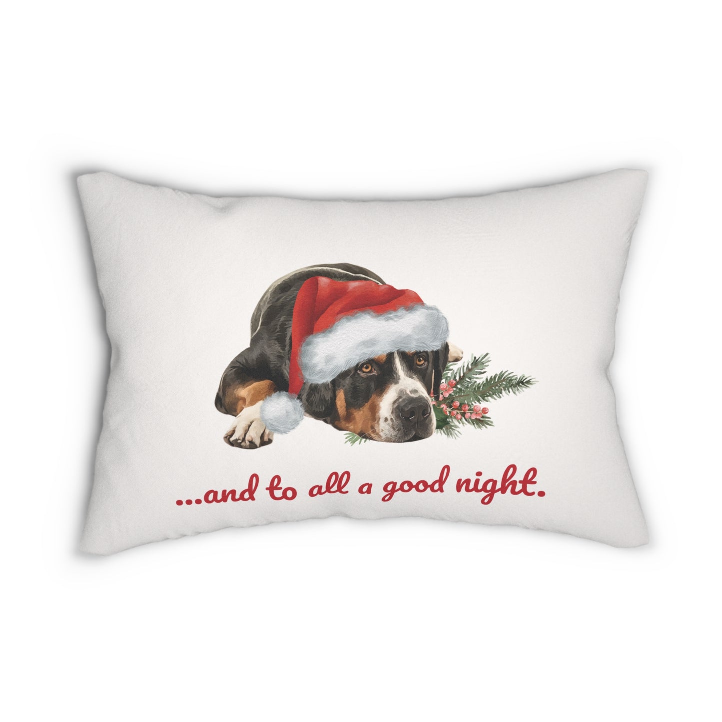 Greater Swiss Mountain Dog Christmas Lumbar Pillow & Cover, Oversized Polyester Lumbar Pillow and Cover, GSMD, Swissy Christmas, Swissy