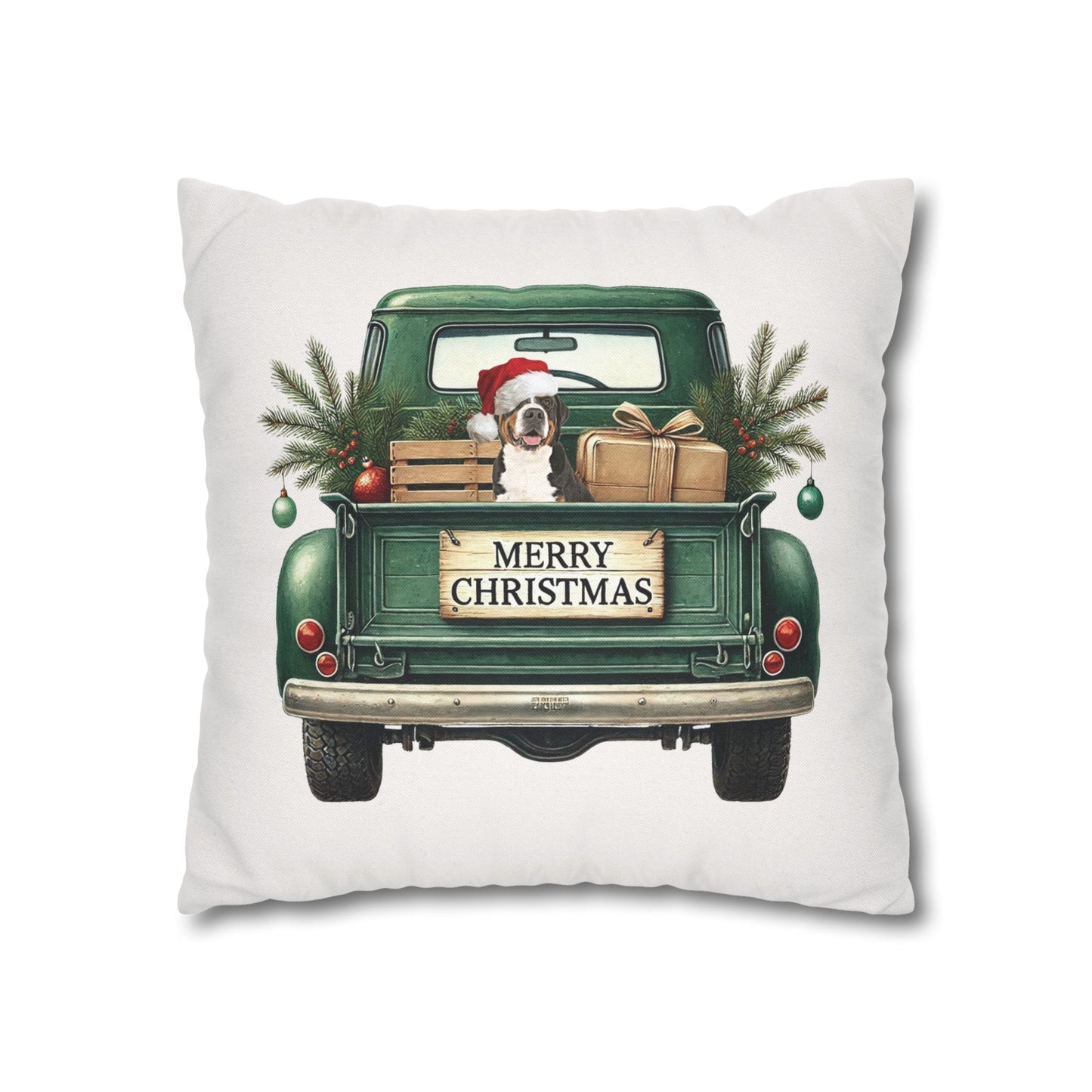 Christmas Truck Swissy Pillow Cover, Double Sided Print