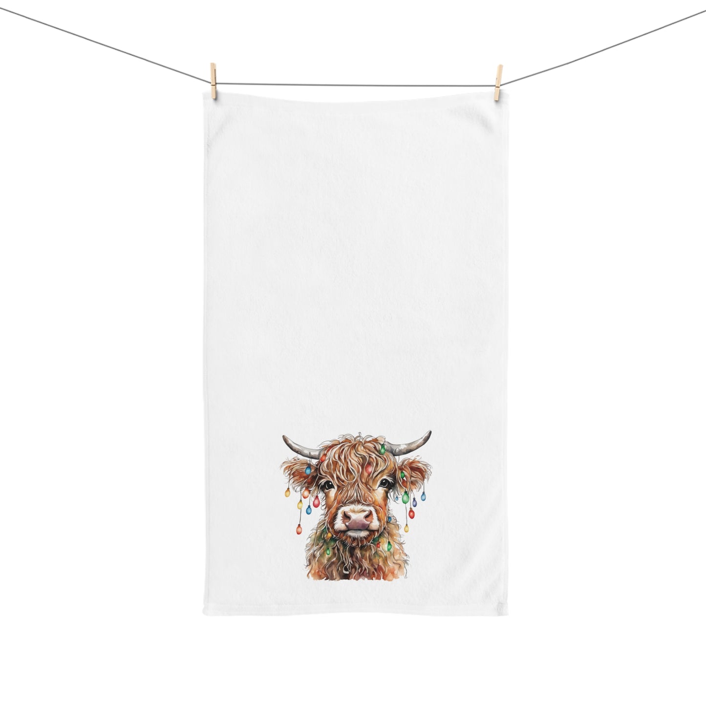 Highland Cow Christmas Hand Towel