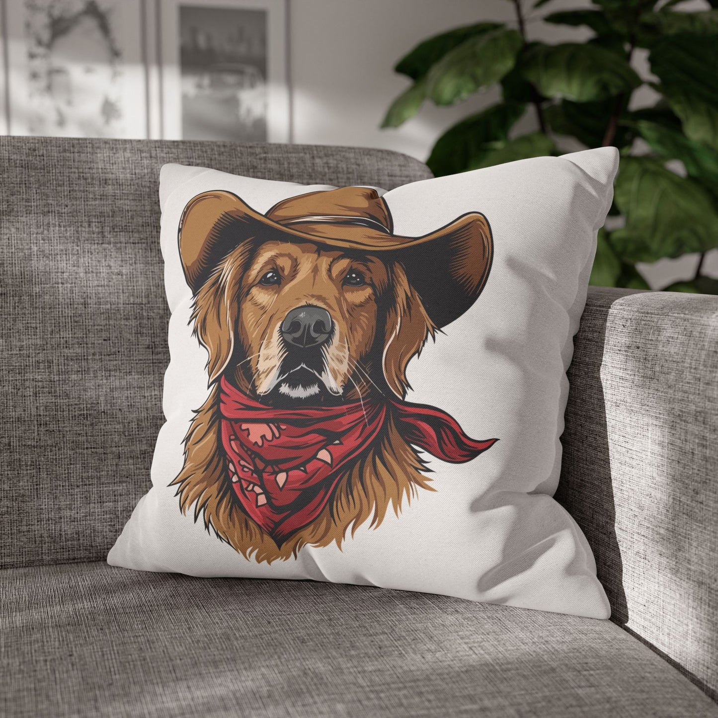 Golden Retriever, Western Cowboy, Double Sided Pillow Cover