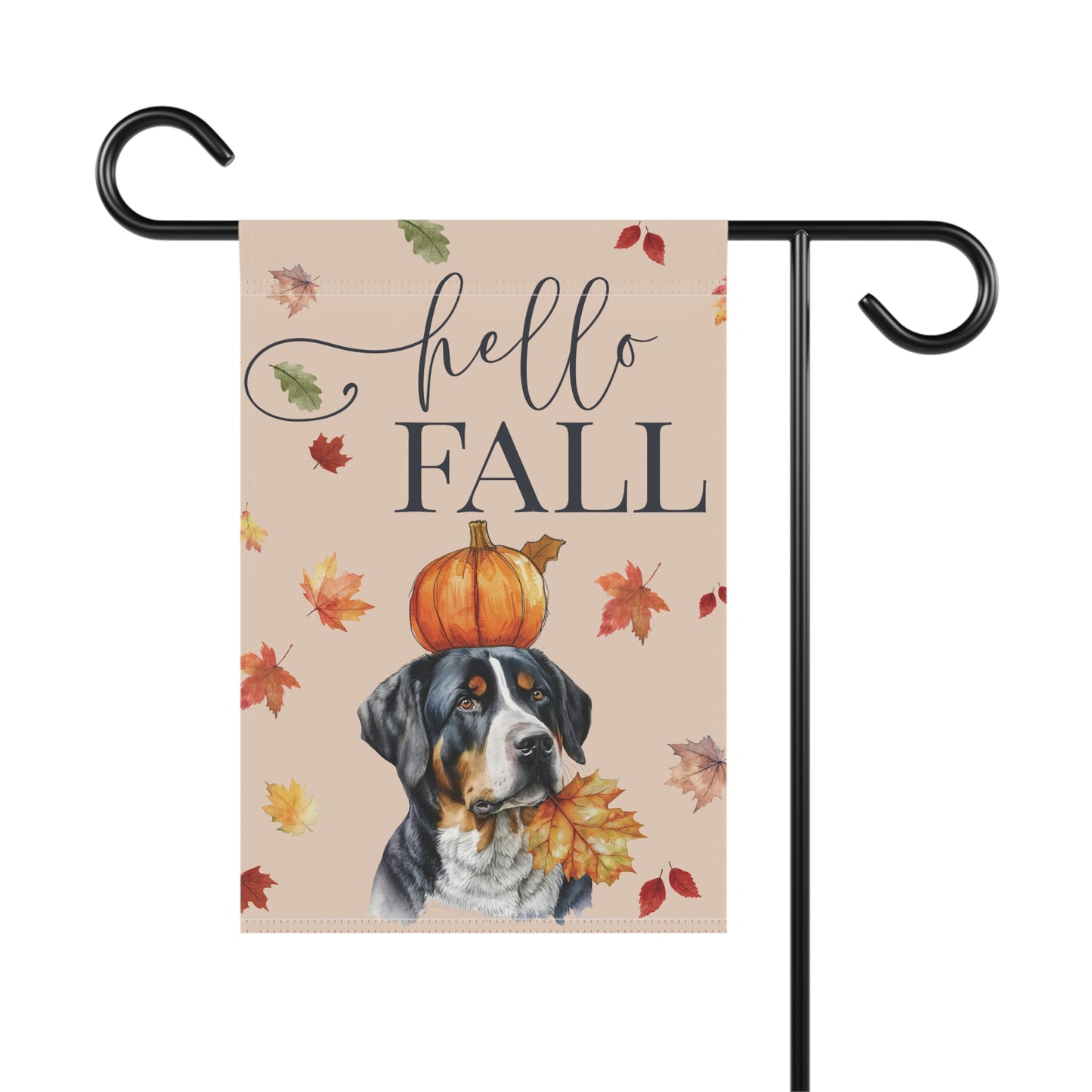 Hello Fall Greater Swiss Mountain Dog Garden Flag