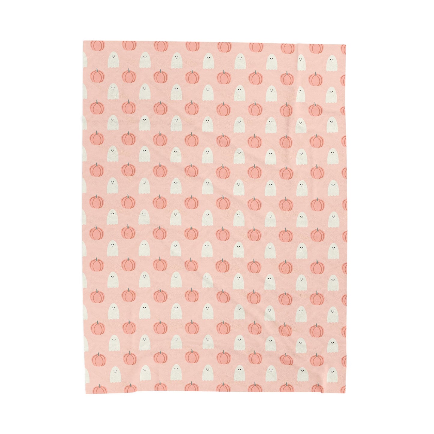 Peach Pink Ghost Pumpkin Throw Blanket