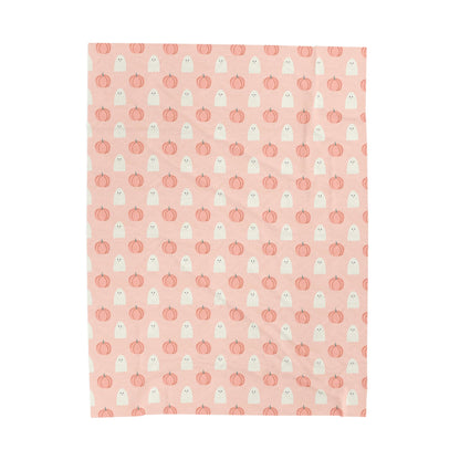 Peach Pink Ghost Pumpkin Throw Blanket