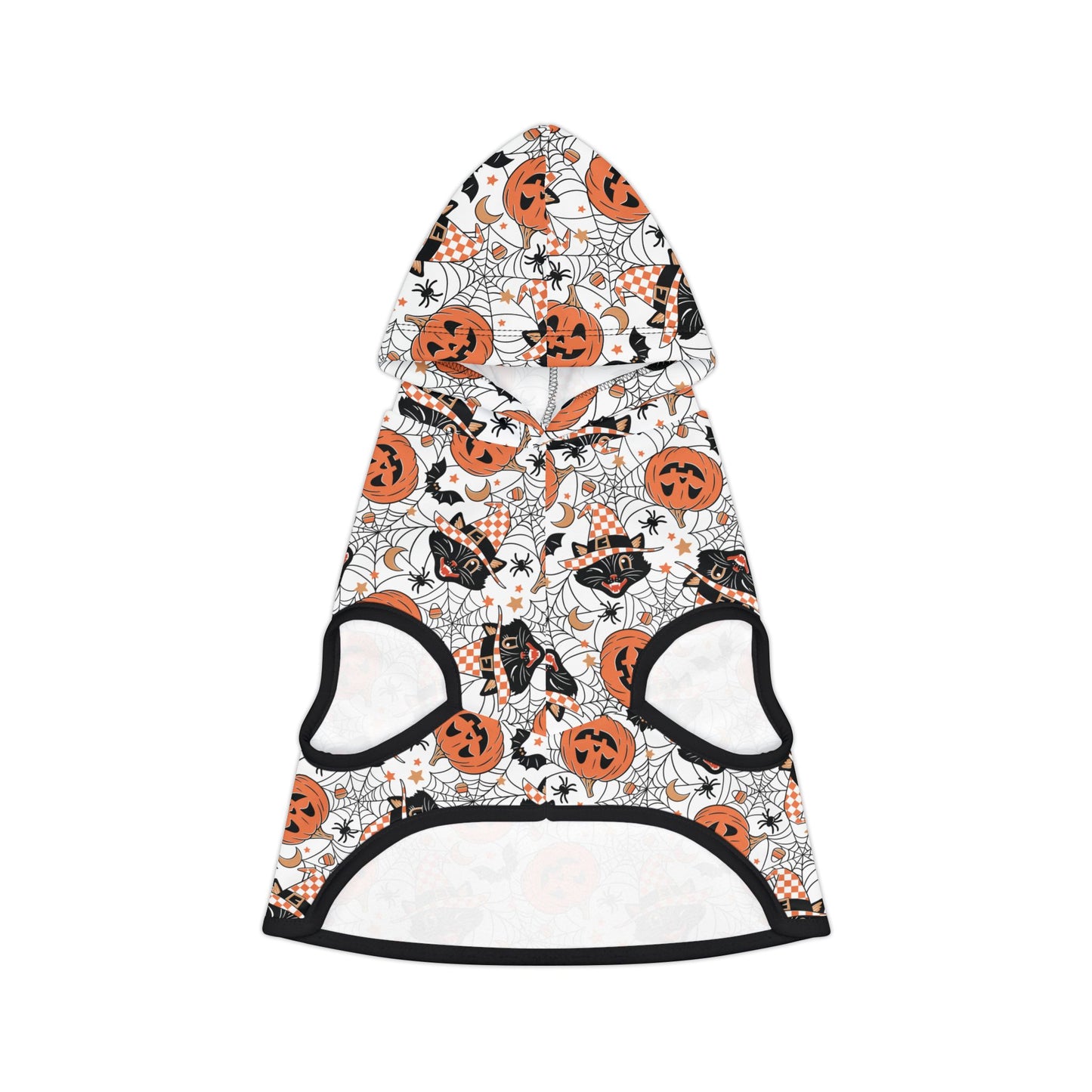 Retro Pumpkins and Halloween Black Cat Dog Halloween Hoodie, Dog Costume Pet Hoodie, Trick or Treat Halloween Dog Hoodie,Spooky