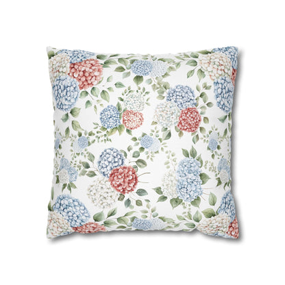 Watercolor Patriotic Hydrangea Pillow Cover, 4th of July Pillow Cover, Farmhouse Summer Decor