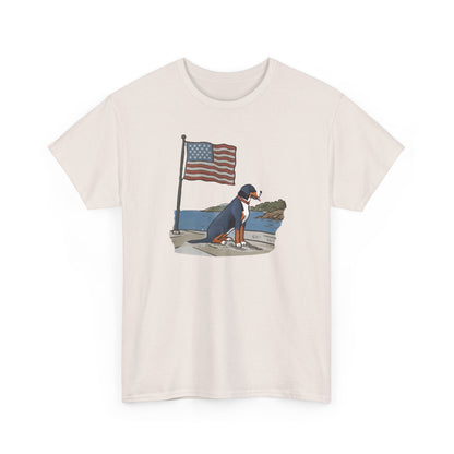 2025 New Summer Swissy Unisex Tshirt, Greater Swiss Mountain Dog Patriotic Flag Shirt, Cartoon Swissy Character