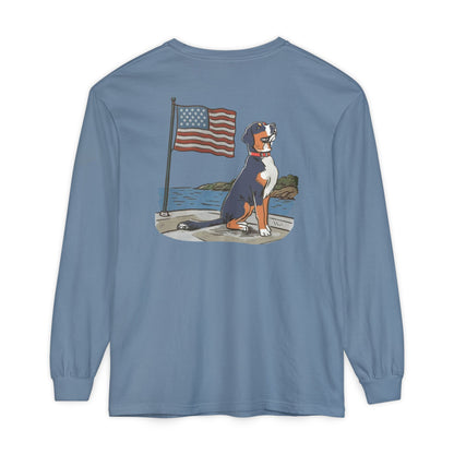 2025 New Summer Swissy Unisex *Long Sleeve* Comfort Colors Brand Shirt, Greater Swiss Mountain Dog Flag Shirt, Cartoon Swissy Character