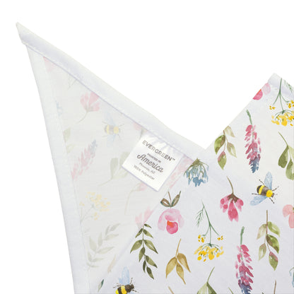 Watercolor Spring Wildflowers & Bees Dog Bandana, Spring Dog Bandana
