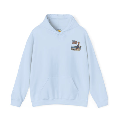 Double Graphic version of our 2025 New Summer Swissy Unisex Hooded Sweatshirt, Swissy Summer Hoodie, Greater Swiss Mountain Dog, Cartoon Swissy Character