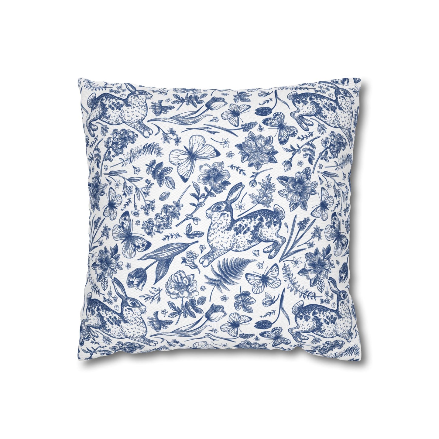 French Toile Chinoiserie Rabbit Pillow Cover