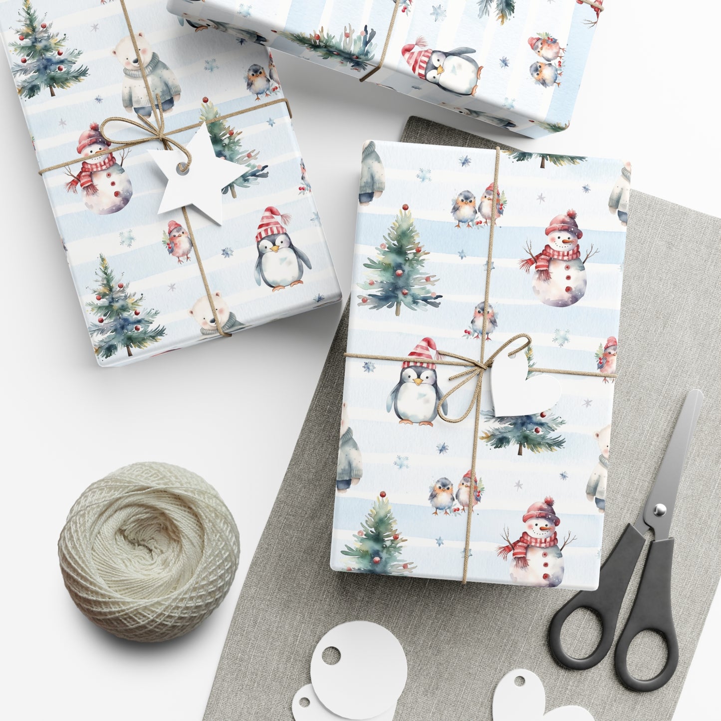 Adorable Christmas Gift Wrap, Merry Christmas Wrapping Paper, Rustic Christmas, Woodland Christmas, Woodland Animals, Snowman, Winter Fox