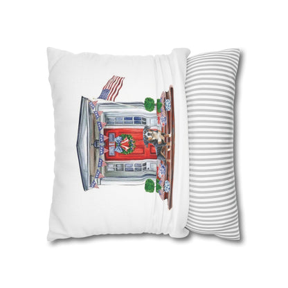 Summer Swissy in the USA, Greater Swiss Mountain Dog Pillow Cover, Hand Drawn, Double-Sided Graphics, Swissy, GSMD