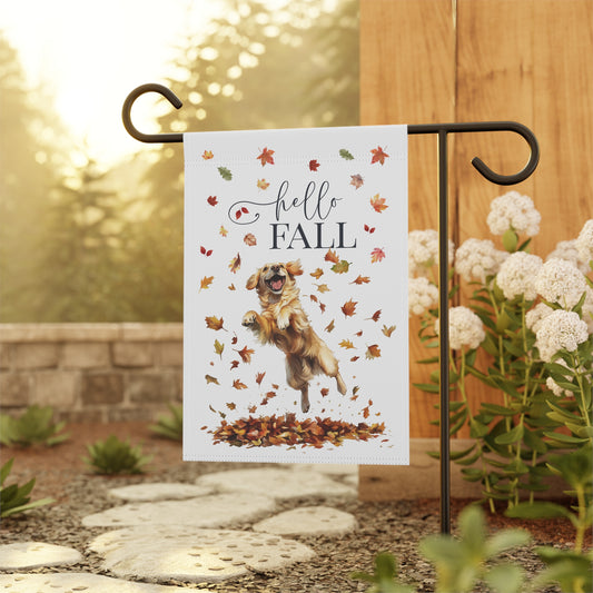 Hello Fall Golden Retriever Garden Flag