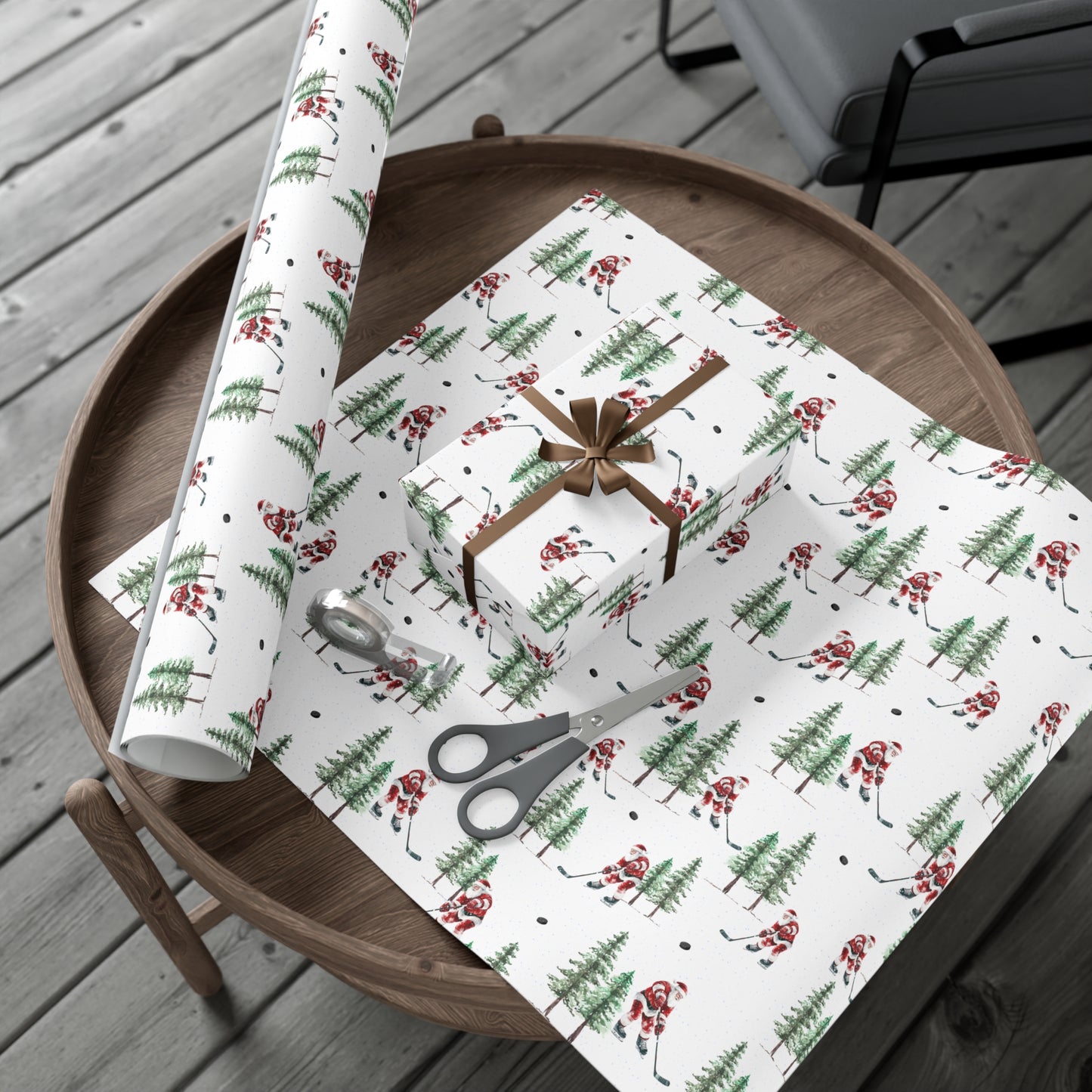 Copy of Hockey Santa Christmas Wrapping Paper, Hockey, Sports Gift Wrap, Wrapping Paper, Personalized, Christmas Gifts, Unique Gift, Santa Wrapping