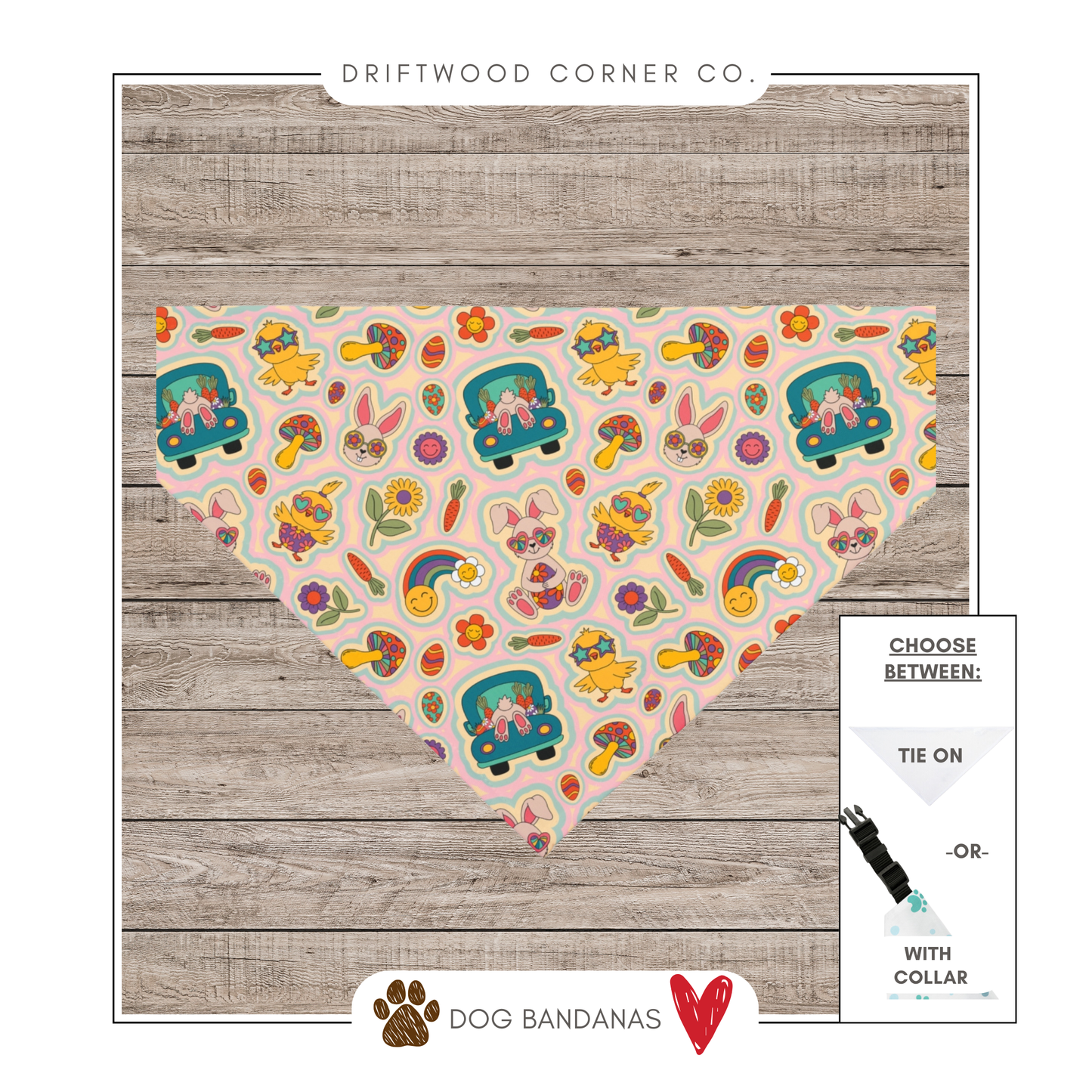 Retro 90's Easter Dog Bandana, Spring Dog Bandana