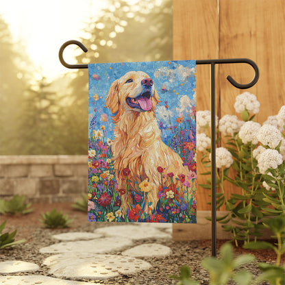 Golden Retriever Garden Flag, Spring & Summer Floral Dog Garden Flag, Watercolor Dog Flag, Double Sided Garden Flag