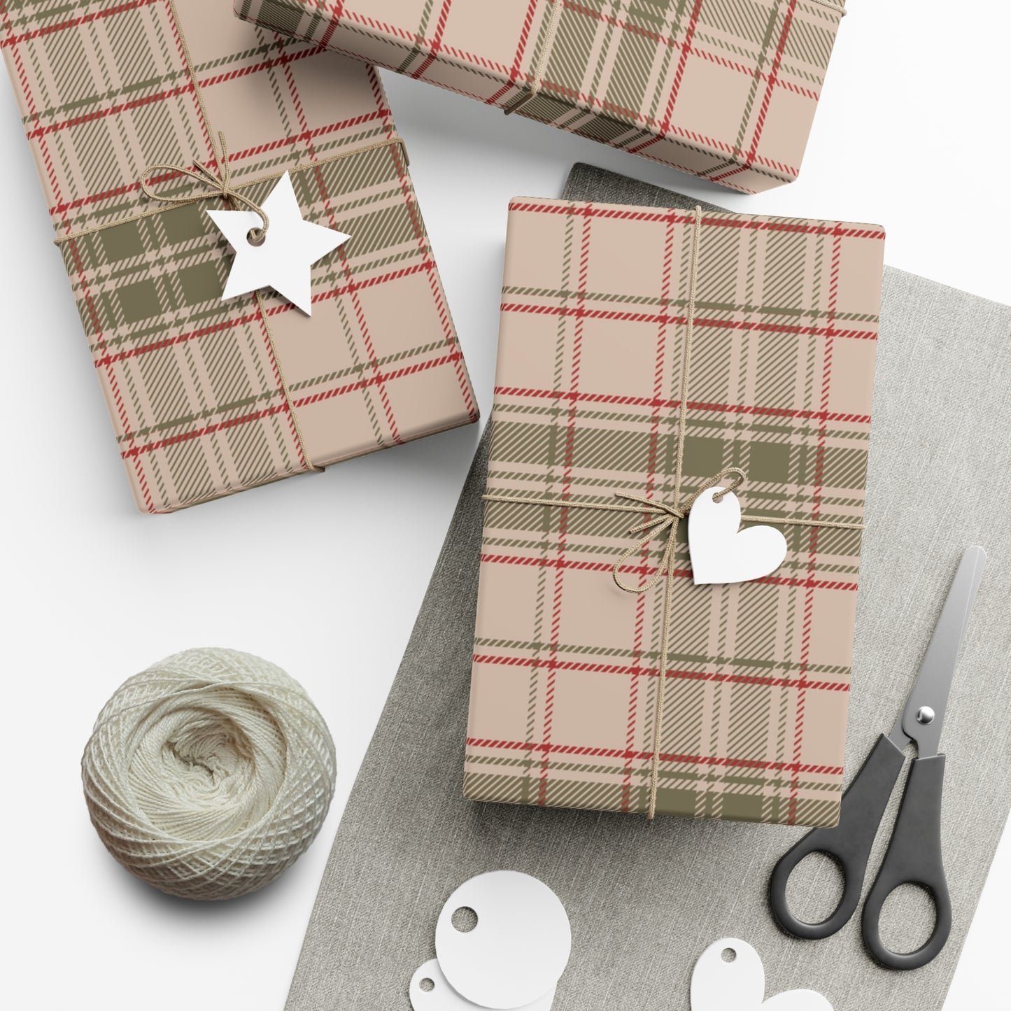 Christmas Farmhouse Vintage Rustic Plaid Classic Vintage Gift Wrap Roll, Holiday Gift Wrap, Christmas Paper, Gift Wrap, Kraft Paper