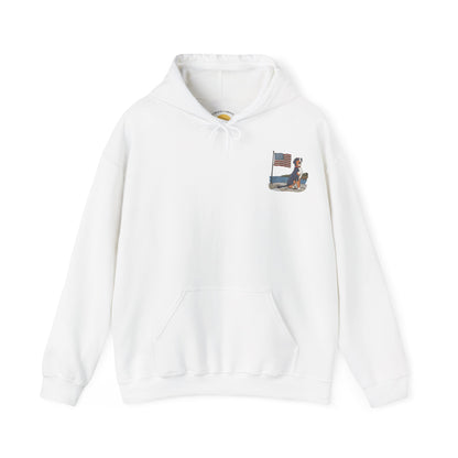Double Graphic version of our 2025 New Summer Swissy Unisex Hooded Sweatshirt, Swissy Summer Hoodie, Greater Swiss Mountain Dog, Cartoon Swissy Character