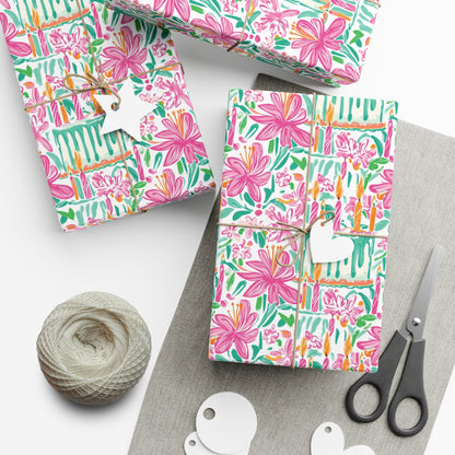 Floral Preppy Birthday Wrapping Paper
