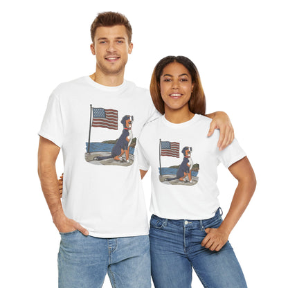 2025 New Summer Swissy Unisex Tshirt, Greater Swiss Mountain Dog Patriotic Flag Shirt, Cartoon Swissy Character