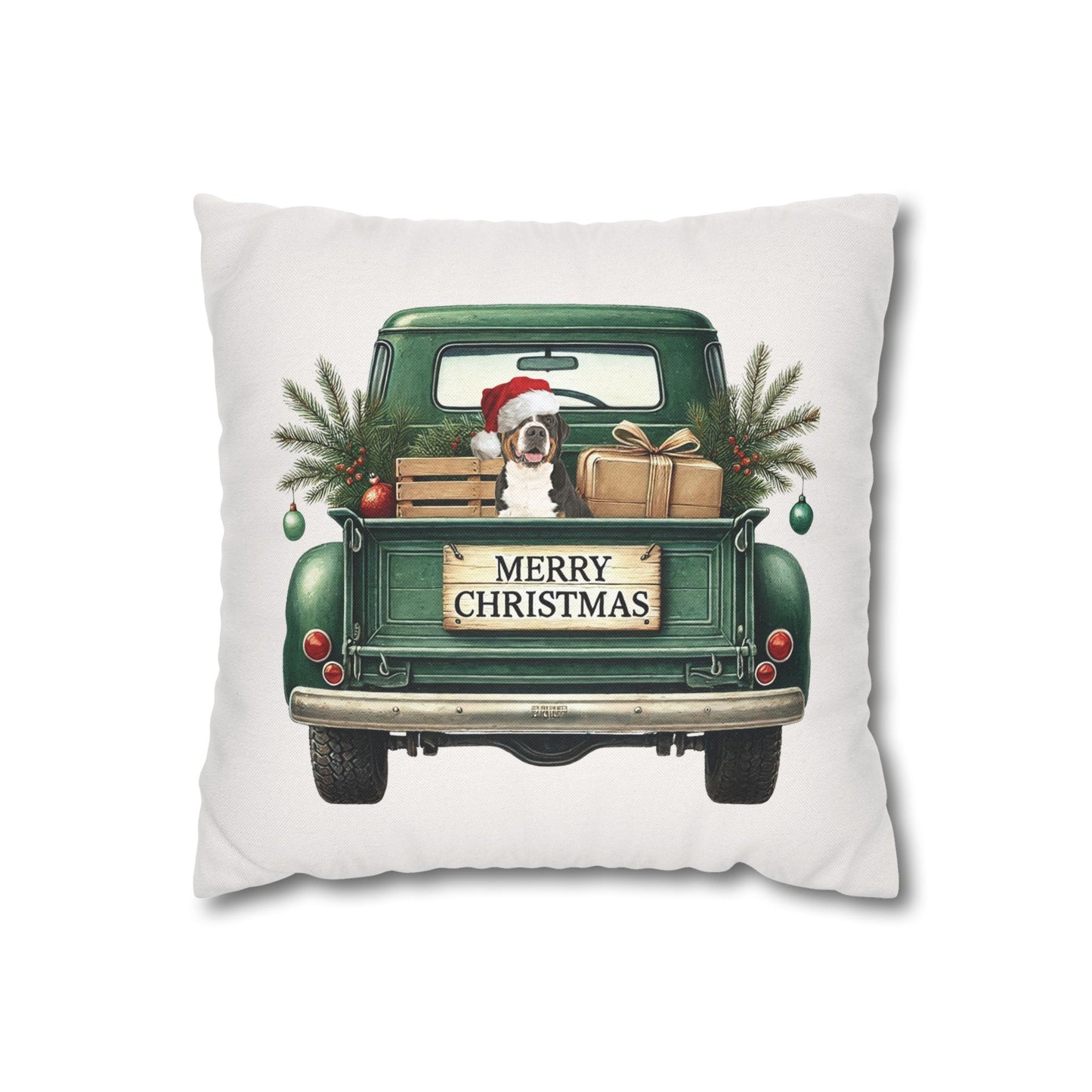 Christmas Truck Swissy Pillow Cover, Double Sided Print