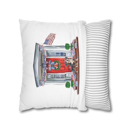 Summer Swissy in the USA, Greater Swiss Mountain Dog Pillow Cover, Hand Drawn, Double-Sided Graphics, Swissy, GSMD