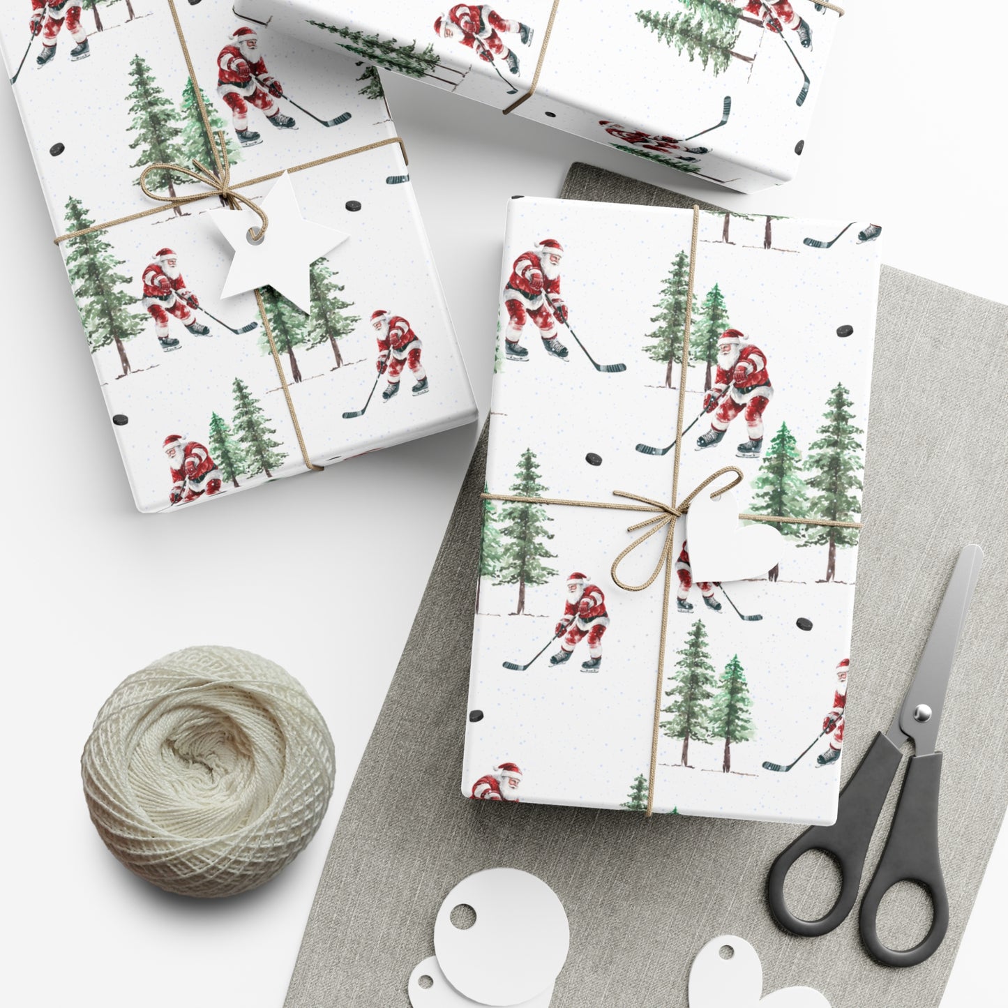 Hockey Santa Christmas Wrapping Paper