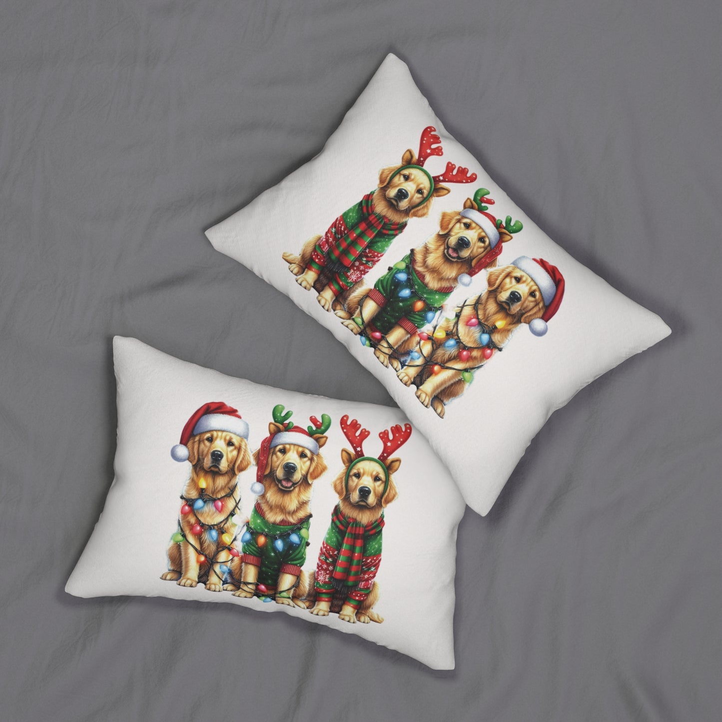 Golden Retriever Funny Christmas Lineup Lumbar Pillow & Cover, Oversized Lumbar Pillow, Throw Pillow, Christmas Home, Retriever Christmas