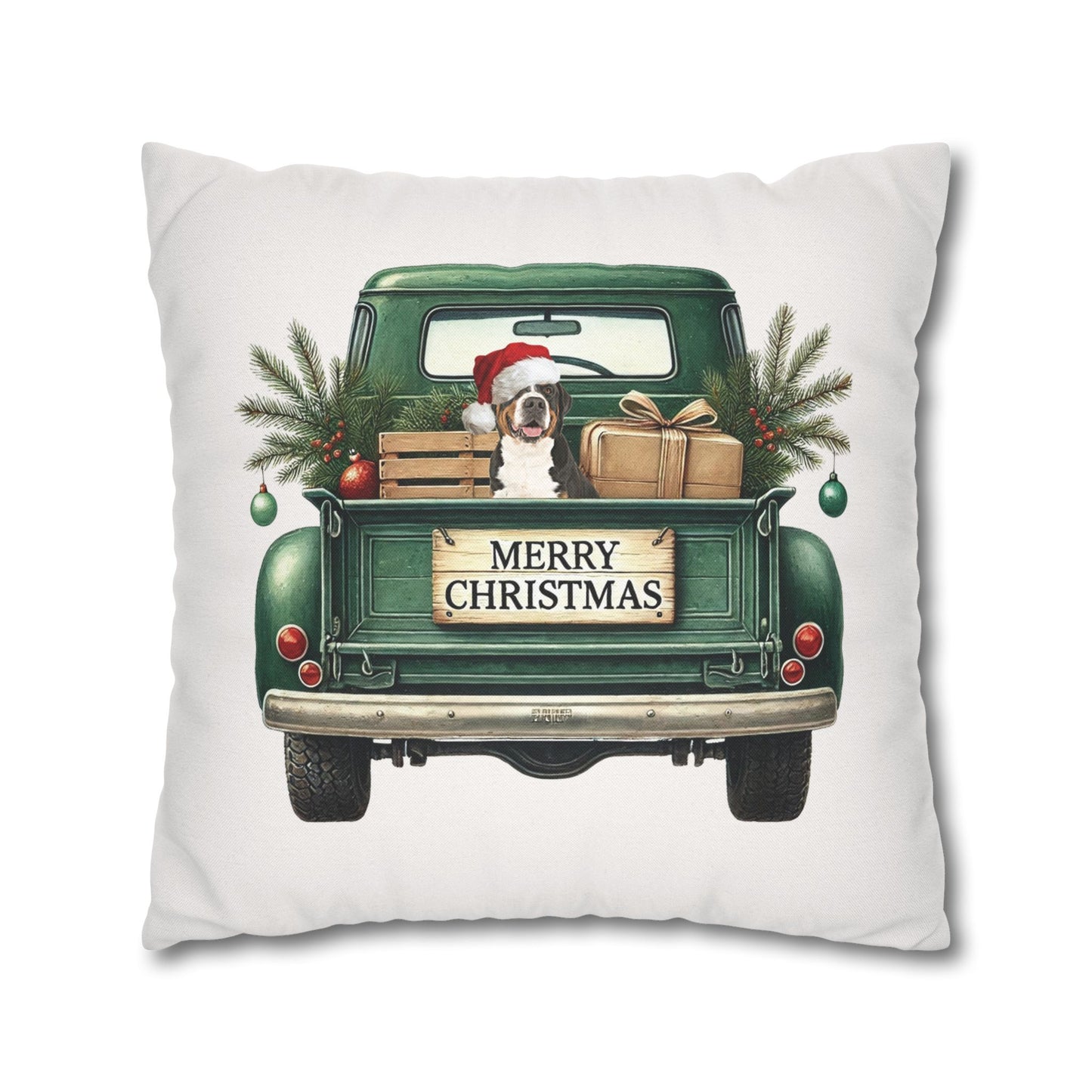 Christmas Truck Swissy Pillow Cover, Double Sided Print