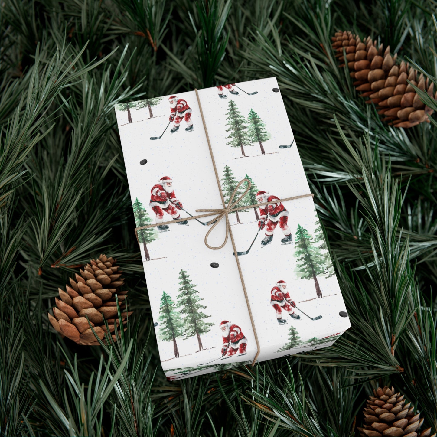 Hockey Santa Christmas Wrapping Paper