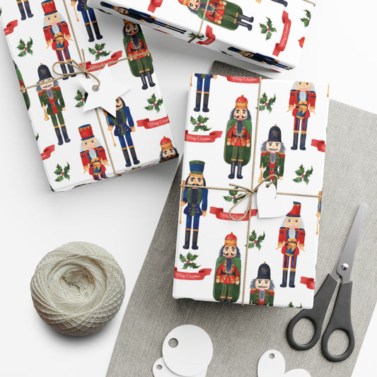 Gift Wrap Papers, Nutcracker Christmas Toy Soldiers Boys Men, Holiday Wrapping Sheets, Festive Xmas Present Packaging, Unique Gift Wrap