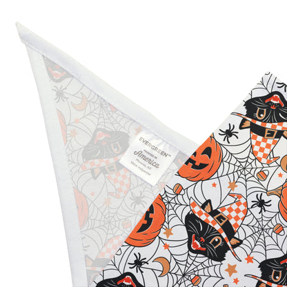 Retro Halloween Pumpkins and Black Cat Dog Bandana, Halloween Dog Apparel, Trick or Treat, Dog Costume, Spooky Pet Neckwear, Halloween Dog